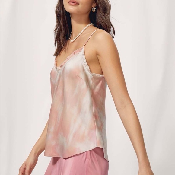 Aritzia Wilfred Ruffle Satin Camisole in Pink Size XS - Picture 2 of 6